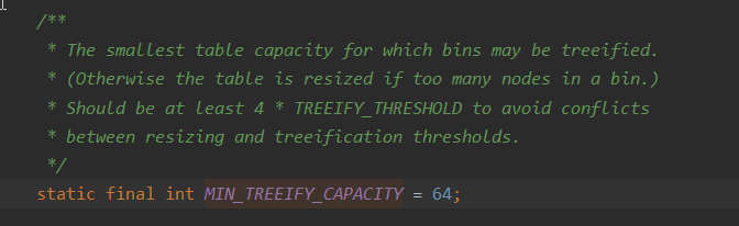 HashMap-树化最小容量